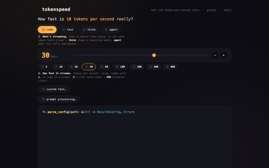 tokenspeed screenshot